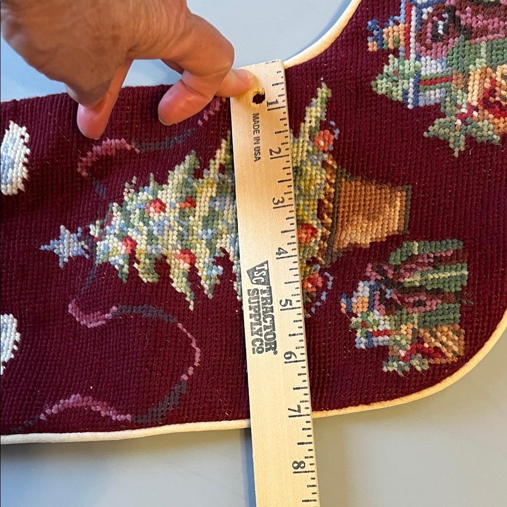 Vintage Needlepoint Wool Festive Holiday Christmas Stocking with Tree and Gifts - Picture 10 of 10